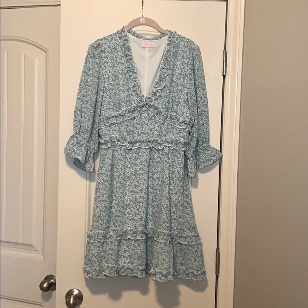 Pink Lily Ruffle Floral Dress
